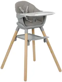 Scaun de masă 2 în 1 KikkaBoo - Woody, Grey