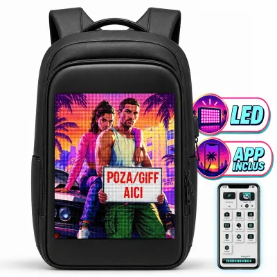 Ghiozdan Timebox, Smart cu Display LED, WiFi, Waterproof, Negru - Default Title