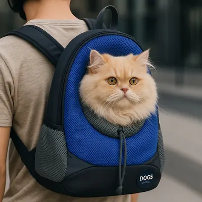 Rucsac reglabil pentru transportul animalelor, 42 x 35 x 16 cm, colecția Dogs, culoarea albastru