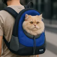 Rucsac reglabil pentru transportul animalelor, 42 x 35 x 16 cm, colecția Dogs, culoarea albastru