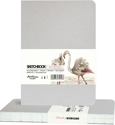Caiet de schițe Drasca Flamingo - 96 foi, 14.2 x 21 cm
