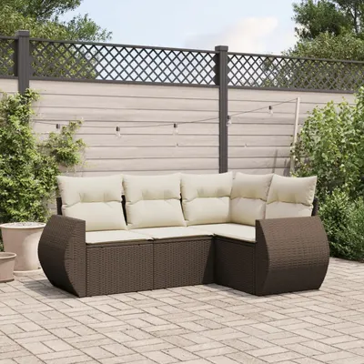 Gossi set canapele de gradina, 4 piese, cu perne, maro poliratan maro