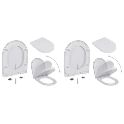 vidaXL Capace WC cu închidere silențioasă, 2 buc., alb, plastic