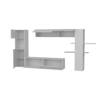Set Living MAXI, comoda TV si corpuri suspendate, alb, 215x31,5x150 cm