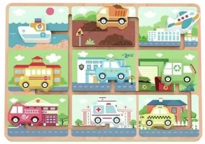 Jucărie din lemn Tooky Toy - Profesii și automobile