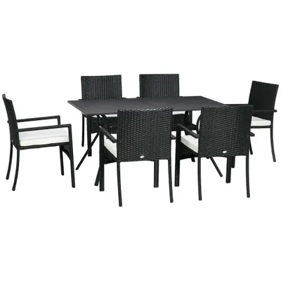 Outsunny Set de 7 Piese din Ratan pentru Luat Masa, Set de Mese | Aosom Romania