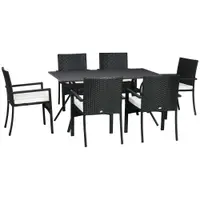 Outsunny Set de 7 Piese din Ratan pentru Luat Masa, Set de Mese | Aosom Romania