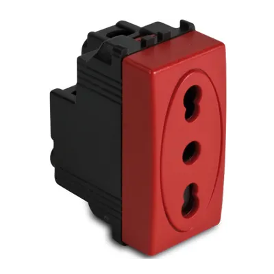 Priza 2P+T 10-16A, 1 modul, rosie