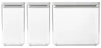 Cutii pentru depozitarea produselor Brabantia - Tasty+ Stackable, 2 x 1.6 l și 1 x 3.5 l, Light Grey, 3 buc
