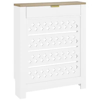 HOMCOM Capac pentru calorifer, mască pentru calorifer cu dulap rabatabil și poliță superioară, 78 x 19 x 95,5 cm, alb | Aosom Romania