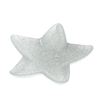 Platou decorativ in forma de stea argintie 15 cm