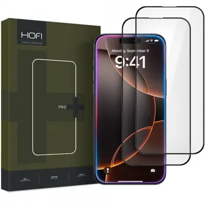 Folie de protectie Ecran HOFI Glass PRO+ pentru Apple iPhone 16 Pro, Sticla Securizata, Full Glue, Set 2 bucati, 2.5D, Neagra