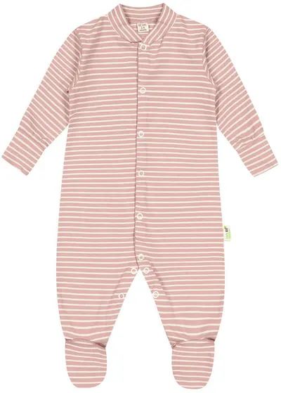 Salopetă cu dungi Bio Baby - 68 cm, 4-6 luni, roz
