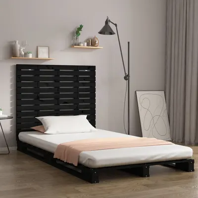 vidaXL Tăblie de pat pentru perete, negru 106x3x91,5 cm lemn masiv pin
