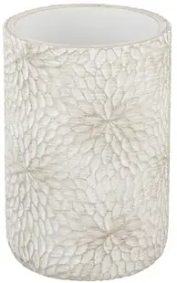 Pahar pentru periuțe de dinți Wenko - Montalfano, Ø7.5 x 10 cm, alb/auriu