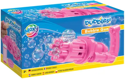 Joacă de copii Moxy - Pistol cu bule, cu reumplere, 50 ml, roz