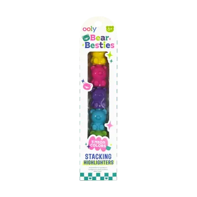 Markere intercalabile Ursuleti - set 5 culori neon - Bear Besties