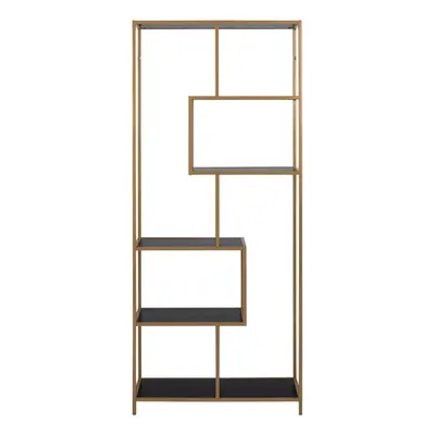 Bibliotecă neagră/aurie 77x185 cm Seaford – Actona