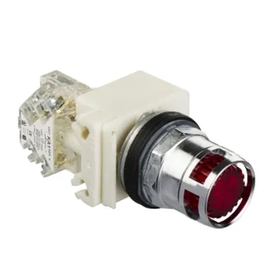 Buton Luminos Rosu Ø 30 - Incastrat, Cu Revenire - 120V - 1Di
