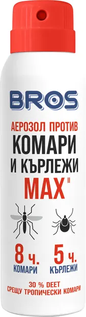Bros Aerosol repelent împotriva țânțarilor și căpușelor Max, 90 ml