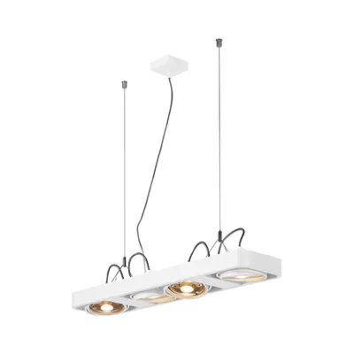 Lampa suspendata, lustra AIXLIGHT® Pendant GU10, white pendant, four-headed, QR111, rectangular, white, L/W/H 77/18/5 cm, 2x75W max.