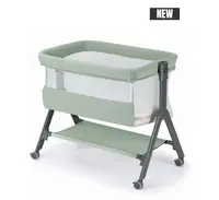 Patut Sempreconte Air Mint, co-sleeper 2 in 1, cu laterala culisanta, setare unghiulara, roti, geanta voiaj, reglabil in 8 pozitii pe inaltime