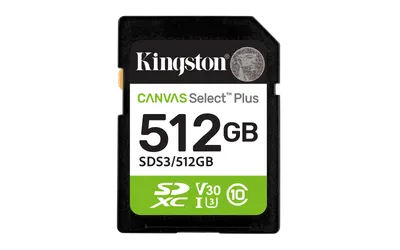 Card de memorie Kingston Canvas Select Plus Gen3 SDXC, 512 GB, Clasa 10