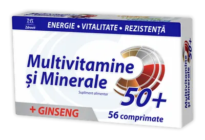 Multivitamine si Minerale cu Ginseng 50+, 56 comprimate, Zdrovit