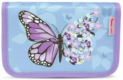 Penar Belmil - Purple Blue Butterfly, cu 1 fermoar si pliu dublu