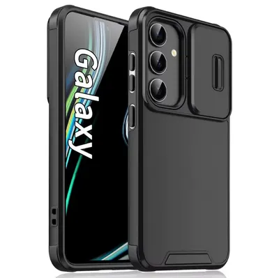 Husa cu Protectie Camera Glisanta pentru Samsung Galaxy S25 Plus/S24 Plus, Slide Armor, Antisoc, Negru Engros