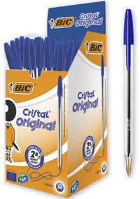 Set de pixuri BIC Cristal - 1.0 mm, albastru, 50 buc