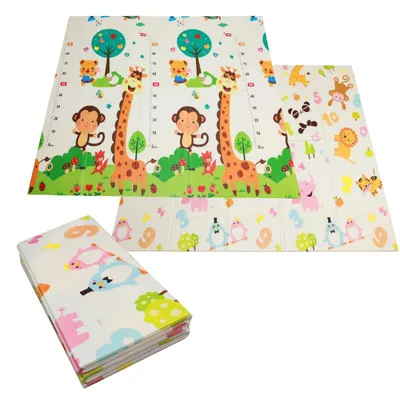 Copii Fitness Covor de Joacă Pliabil XPE 200x180x1cm Monkeys Giraffe Multicolor