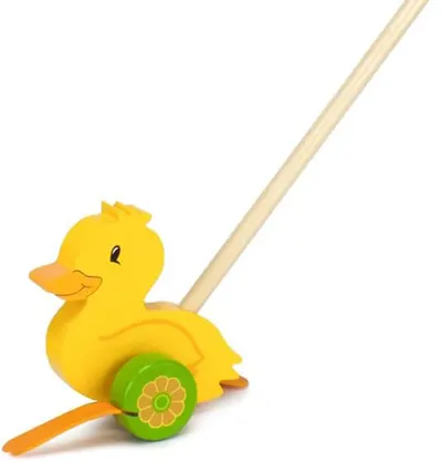 Jucarie din lemn de impins Lelin - Ratusca