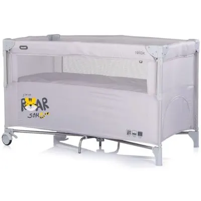 Patut pliabil Chipolino Relax Tiger platinum cu laterala culisanta