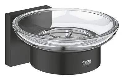 Savoniera Grohe, Start Cube Soap Dish w.holver, montare pe perete, fixare ascunsa, cu suport, negru