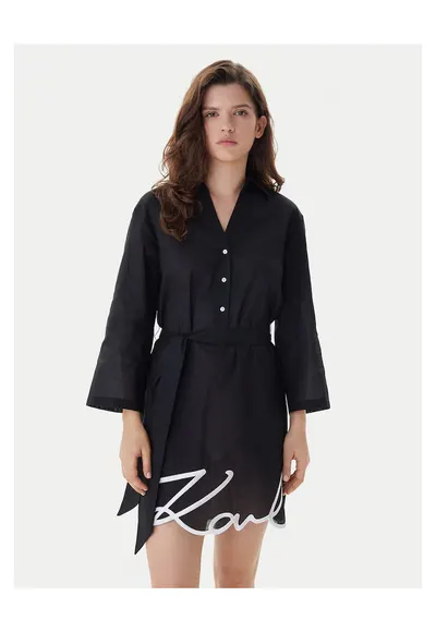 Rochie de plaja - bumbac - negru
