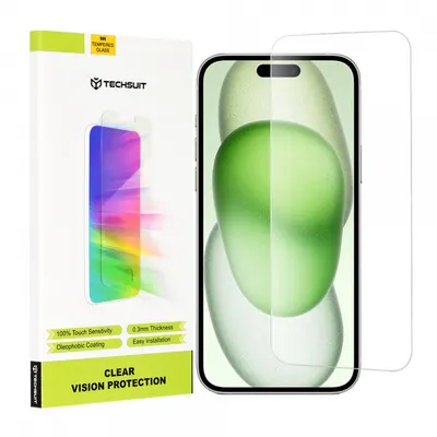 Folie de protectie Ecran Techsuit Clear Vision pentru Apple iPhone 16 Plus / 15 Plus / 15 Pro Max, Sticla Securizata, Full Glue