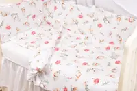 Lenjerie 6 piese patut 120x60 cm bumbac model Flori de bumbac