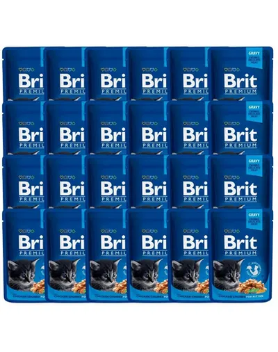 BRIT Premium Kitten set hrana umeda pisici junior, cu pui 24 x 100 g