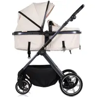 Carucior 3 in 1 pentru copii Chipolino Pearl Cashmere, transformabil, reversibil, roti cu suspensii, geanta pentru infasat, greutate admisa 22 kg