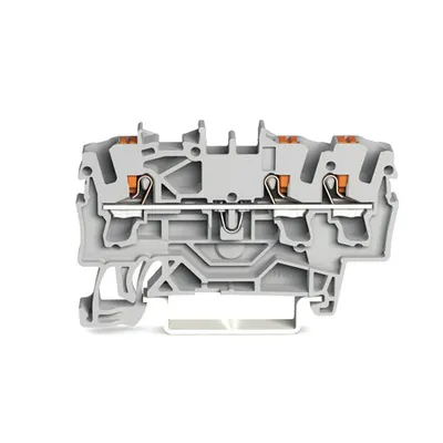 Clema sir ; with push-button; 2.5 mm²; with test port; side and center marking; for DIN-rail 35 x 15 and 35 x 7.5; Push-in CAGE CLAMP®; 2,50 mm²; gray