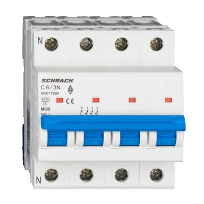 Intreruptor automat modular (MCB) AMPARO 6kA, C 6A, 3P+N