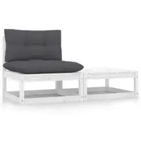 Gossi set mobilier de gradina cu perne, 2 piese, alb, lemn masiv pin