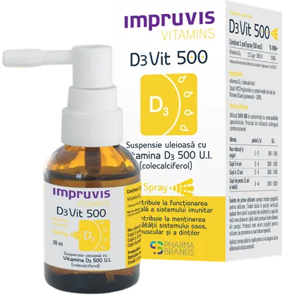 Suspensie uleioasa cu Vitamina D3 D3Vit 500, 20ml, Pharma Brands