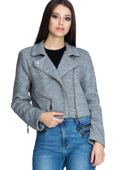 Jacheta dama M607 - Poliester/Lana - Gri