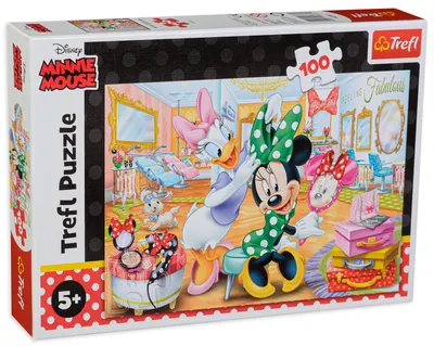 Puzzle Trefl din 100 de piese - Minie Mouse si salonul de infrumusetare