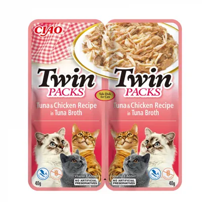 Hrana umeda pentru pisici Ciao Twin cu ton pui 2 x 40 gr