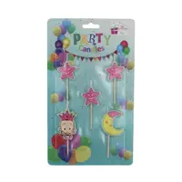 Set 5 lumânări bebeluș lună roz