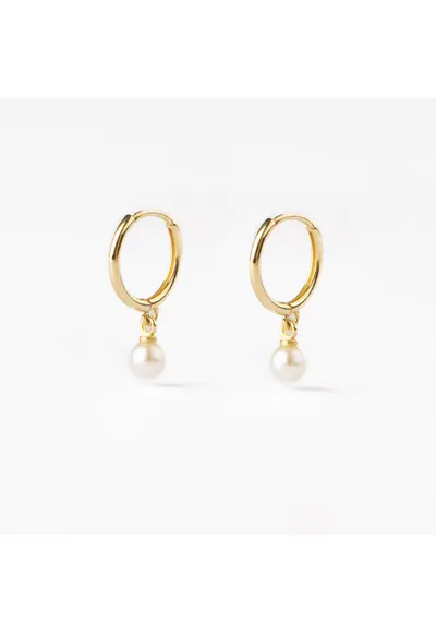 Cercei rotunzi din aur 585 - 14K - perle naturale 4 mm