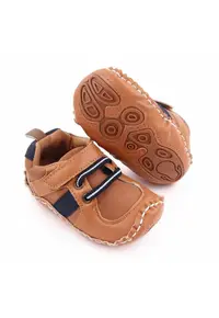 Pantofi sport Model AL 19617 cu insertie bleumarin - Pentru bebelusi - Textil - Baieti - 3-6 luni - Maro -